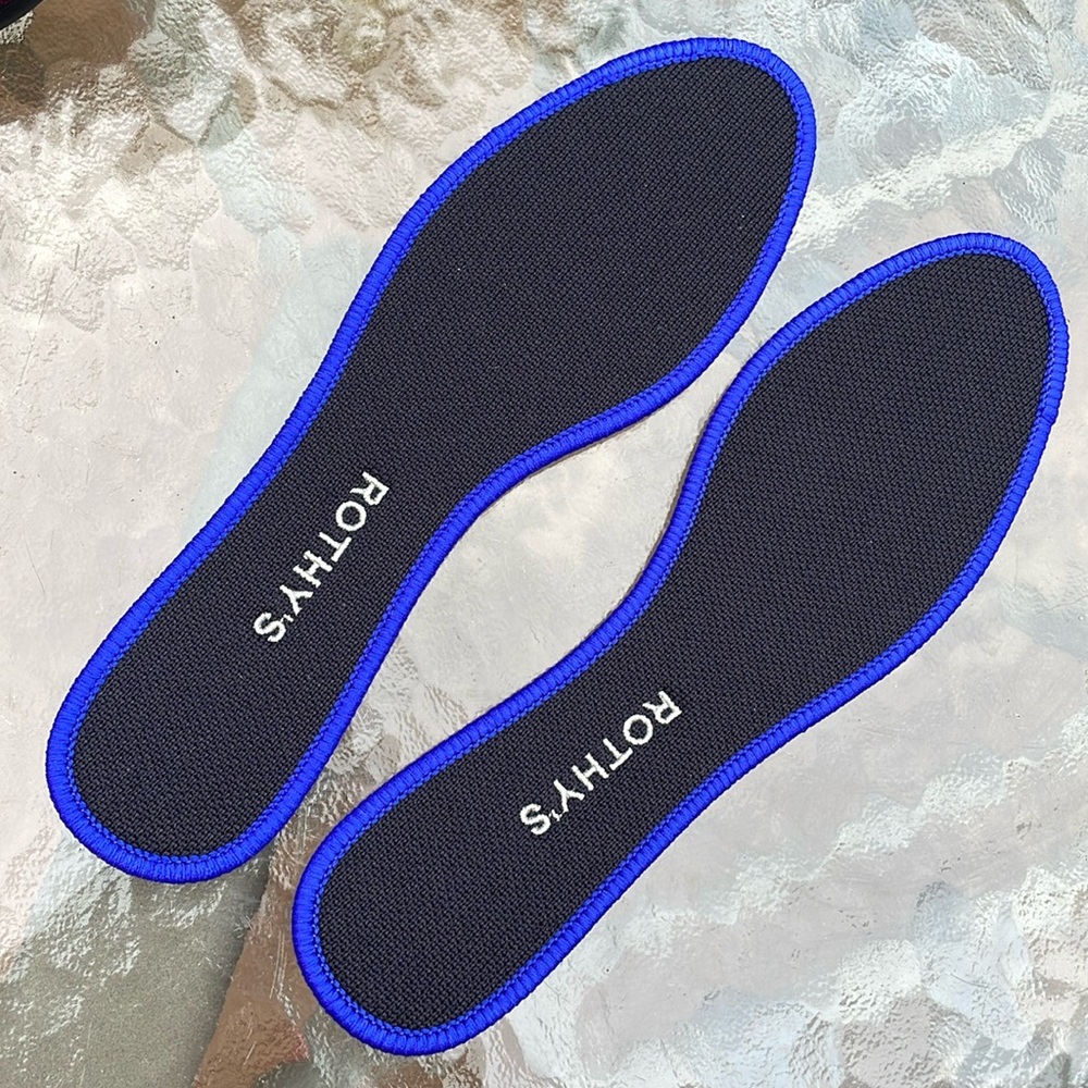 Rothy’s NEW size 8.5 shoe inserts insoles black blue stitching around edge W8.5